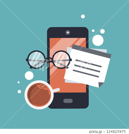 Blogging and journalism concept. Write you story. Tablet with chatting speech bubble and paper. Flat vector design Blogging and journalism concept. Write you story. Tablet with chatting speech bubble and paper. Flat vector design 124825975
