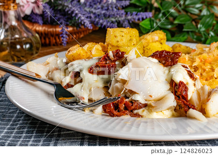 Baked pieces of cod. Baked pieces of cod. 124826023