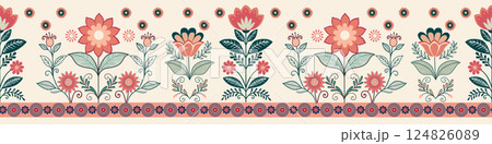 Indian and Oriental Ornamental floral border 124826089