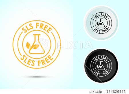SLS free icon design illustration, SLS and SLES free label badge for web, Color black and white SLS free icon design illustration, SLS and SLES free label badge for web, Color black and white 124826533