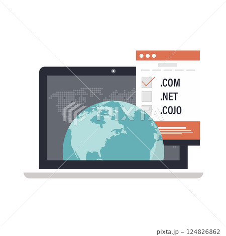 Domain Name Registration Icon. Flat vector illustration	 124826862
