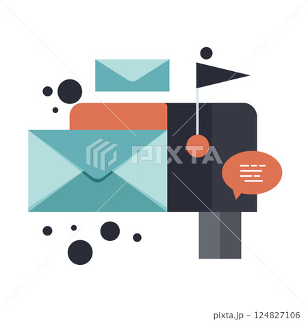 Mailbox with envelope vector icon in flat style isolated on white background Mailbox with envelope vector icon in flat style isolated on white background 124827106