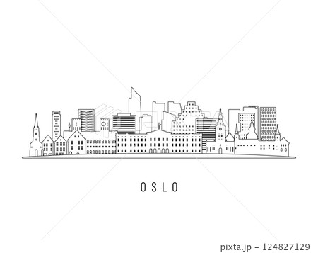 Detailed Oslo skyline vector illustration. 124827129