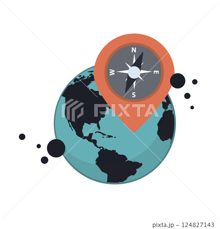 Location and GPS vector concept. Folded maps navigation with point marker. Flat illustration Location and GPS vector concept. Folded maps navigation with point marker. Flat illustration 124827143