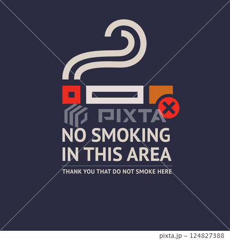 No smoking sticker, label no smoking in this area 124827388
