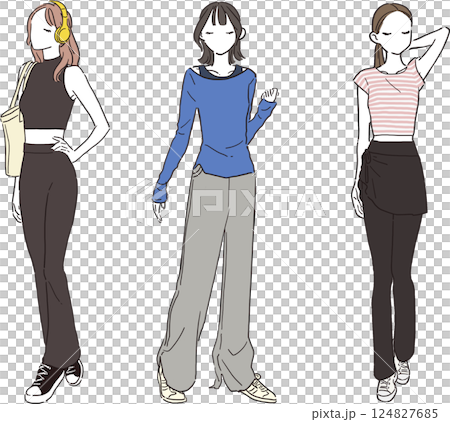 ワークアウトに最適なファッションコーディネートイラスト 124827685