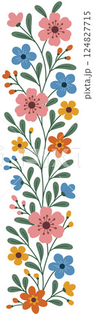 Vertical border with spring flowers. Flowers decor in flat design style 124827715