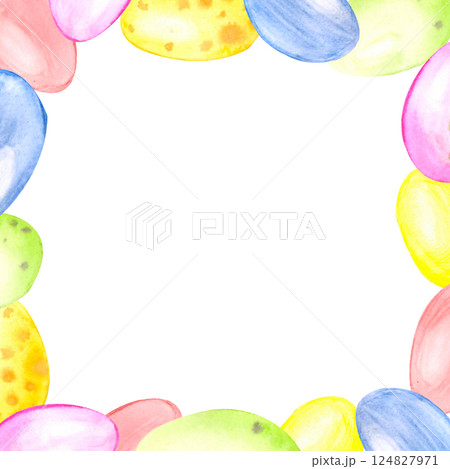 Square frame of watercolor Easter eggs Square frame of watercolor Easter eggs 124827971