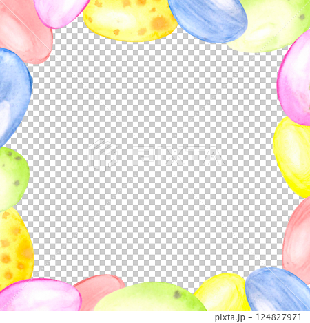 Square frame of watercolor Easter eggs Square frame of watercolor Easter eggs 124827971