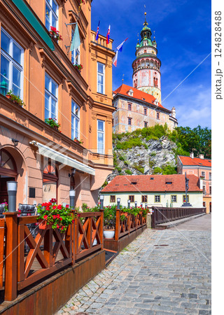 Cesky Krumlov, Czech Republic. Picturesque Bohemian old town with stunning medieval streets. Cesky Krumlov, Czech Republic. Picturesque Bohemian old town with stunning medieval streets. 124828488