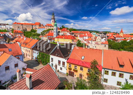 Cesky Krumlov, Bohemia. Picturesque Czech old town with stunning medieval streets. Cesky Krumlov, Bohemia. Picturesque Czech old town with stunning medieval streets. 124828490