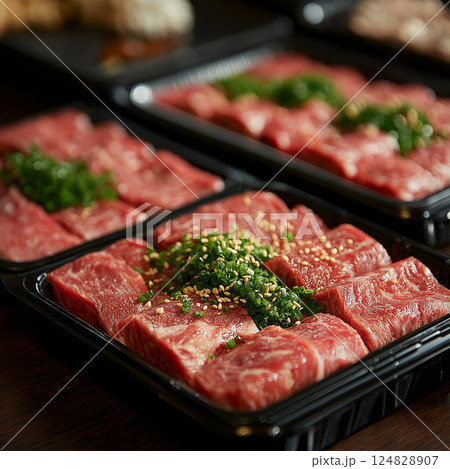 Fresh beef steak cut showcasing delicious gourmet protein in culinary art 124828907