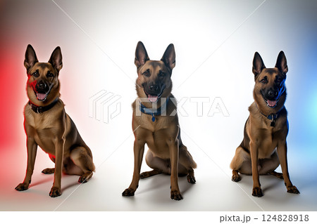 Malinois subrace dog as a pet and companion animal, showcasing loyalty and obedience 124828918