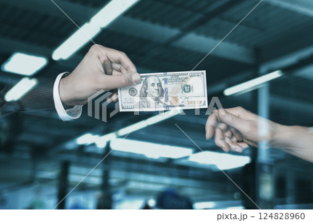 Money transaction from hand to hand. 124828960