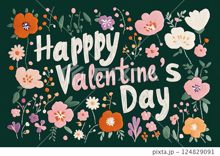 Valentine greeting with floral design for a happy holiday card and romantic celebration. Valentine greeting with floral design for a happy holiday card and romantic celebration. 124829091