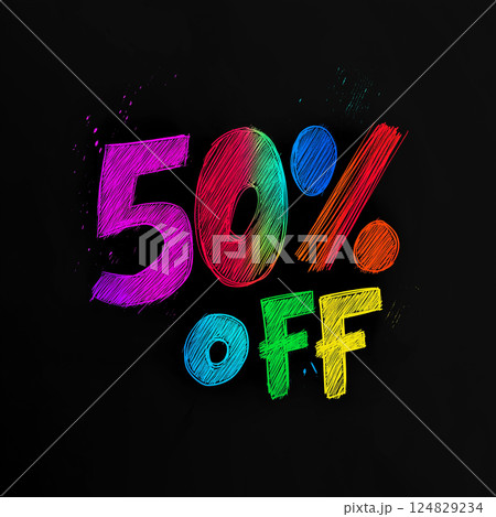Colorful sale discount promotion text for shopping and marketing advertisement 124829234