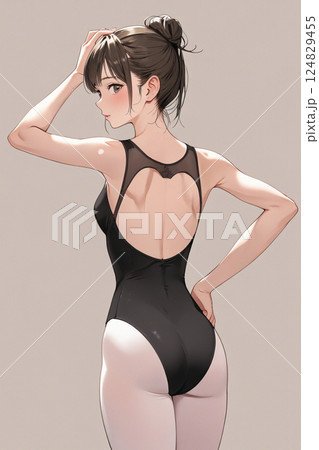 レオタードの若い女性 124829455