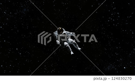 宇宙に浮かぶ宇宙飛行士・孤独な宇宙の旅 124830270