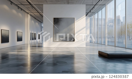 光と静寂に包まれたミニマルな現代アート空間 光と静寂に包まれたミニマルな現代アート空間 124830387