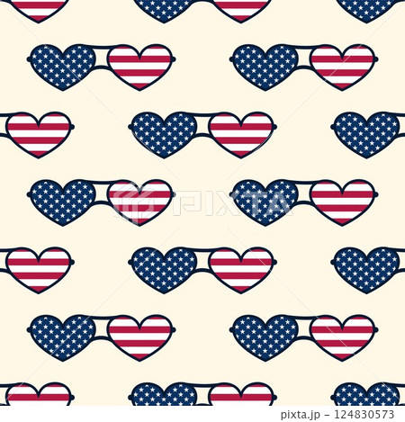 Heart shape USA glasses background 124830573