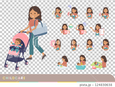 一組黑皮膚的婦女照顧嬰兒 124830638