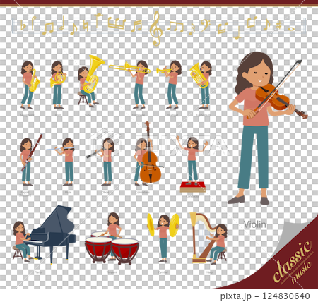 一組黑皮膚的女人表演古典音樂 124830640