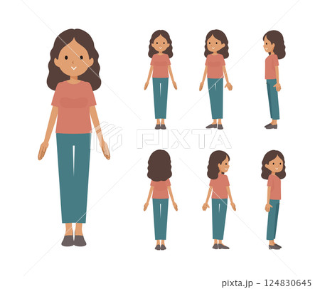 立っている褐色肌女性のセット 124830645