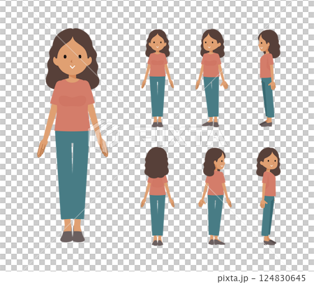 立っている褐色肌女性のセット 124830645