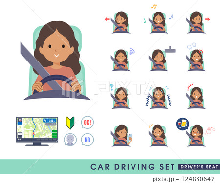 車を運転する褐色肌女性のセット 車を運転する褐色肌女性のセット 124830647
