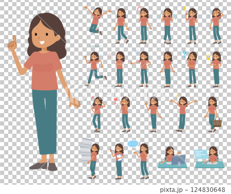 A set of dark skinned women expressing various emotions 124830648