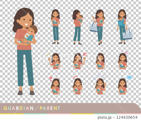 A set of dark-skinned women who protect and care for babies A set of dark-skinned women who protect and care for babies 124830654