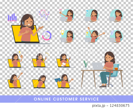 一群黑皮膚的女人在網路上為顧客服務 124830675