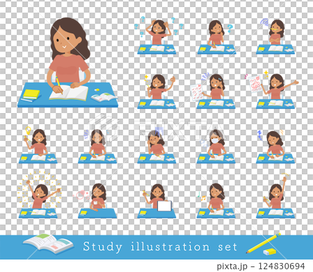 一組黑皮膚的女人正在學習 124830694