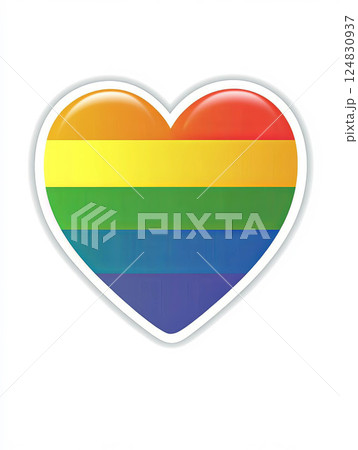 Colorful heart symbol representing love and diversity, featuring rainbow stripes 124830937