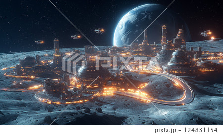月面都市のイメージ 月面都市のイメージ 124831154