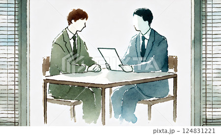 面談する会社員　ビジネスイラスト 124831221
