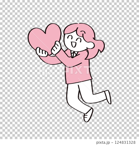 一個人抱著一顆心的插圖 124831328