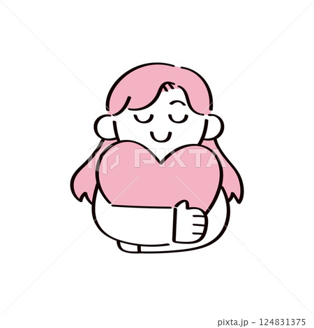 ハートを抱きしめている女性 124831375