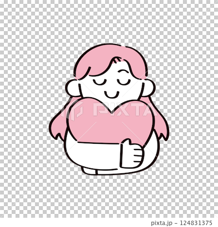 ハートを抱きしめている女性 124831375