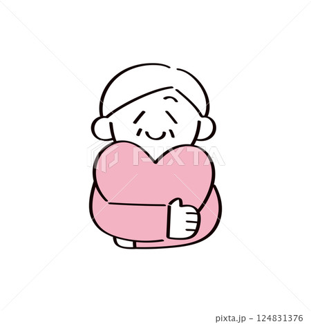 ハートを抱きしめているシニア男性 124831376