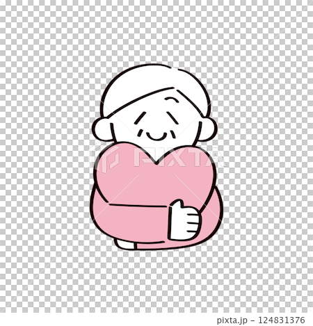 ハートを抱きしめているシニア男性 124831376