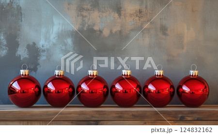 Red Glass Ball Christmas Decor Theme Featuring Ample Space To Customize And Personalize Your Festive Display 124832162