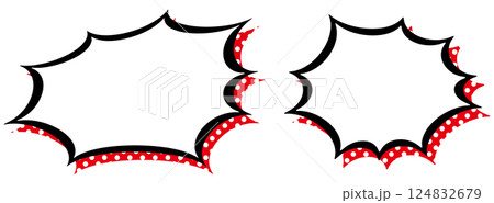 ビックリ表現のフレーム。驚きのふき出し。ジグザグした感情表現の枠。 ビックリ表現のフレーム。驚きのふき出し。ジグザグした感情表現の枠。 124832679