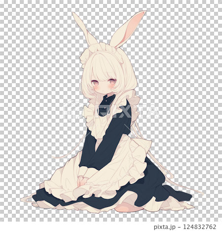 Sitting bunny ears maid 124832762