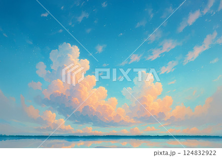青空に浮かぶ幻想的な雲と星の風景 124832922
