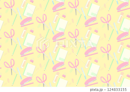 文房具のイラストパターン 124833155