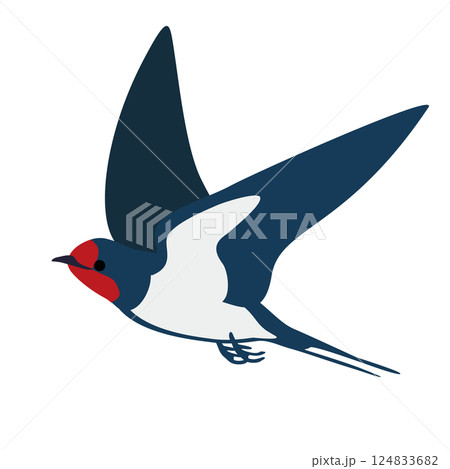 空を飛ぶツバメのベクターイラスト 空を飛ぶツバメのベクターイラスト 124833682