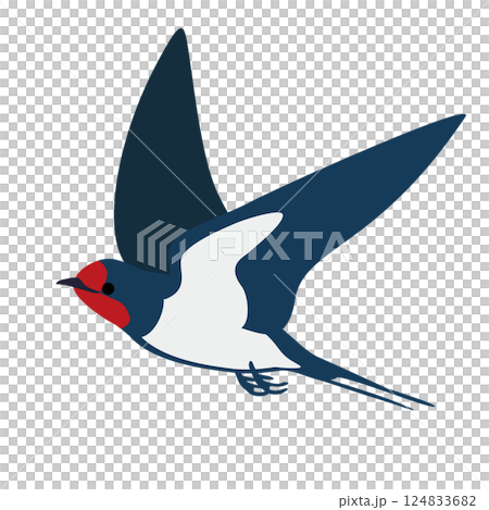 空を飛ぶツバメのベクターイラスト 空を飛ぶツバメのベクターイラスト 124833682