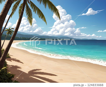 ヤシの木があるビーチ ヤシの木があるビーチ 124833888