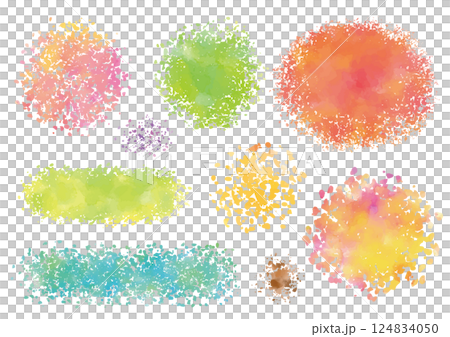A set of 9 colorful, unevenly colored paint-like materials 124834050